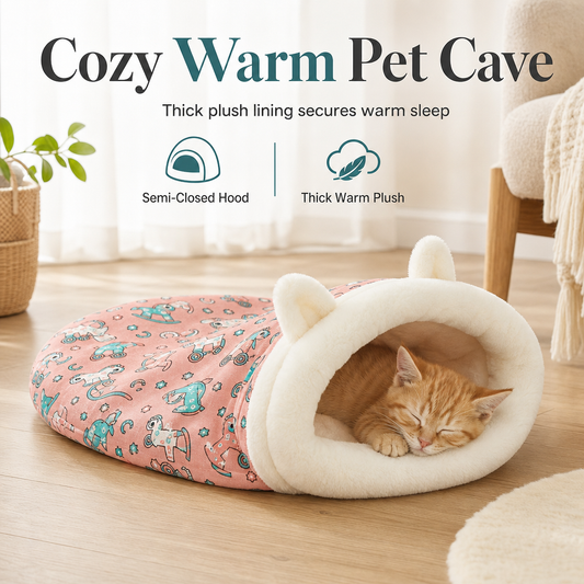 🐾 Semi Enclosed Warm Sleeping Bag Bed Soft Deep Sleep Pet Cave Nest and Quilt for Cats and Small Dogs