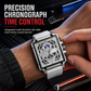 ⌚ LIMITED-TIME 50% OFF! ✨ Men's Skeleton Watch – Square Face, Chronograph, Silicone Strap 🌀