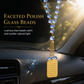 💎 Stainless Steel Arabic Medallion Car Hanging Ornament with Blue Glass Chain