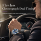 🕰️ Men's Tonneau Quartz Chronograph Watch with Skeleton Flywheel Dial Moon Phase Calendar and Silicone Strap