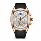 🕰️ Men's Tonneau Quartz Chronograph Watch with Skeleton Flywheel Dial Moon Phase Calendar and Silicone Strap