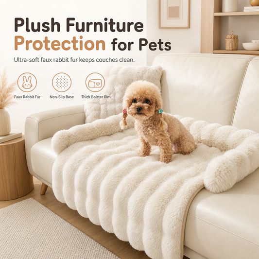 ⏳Limited-time 50% off🐾 Plush Pet Furniture Protector: Faux Fur, Anti-Scratch, Non-Slip Back, Quilted