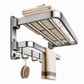⏳Limited-time 50% off💥No Drill Double Folding Bathroom Towel Rack Wall Mounted Bath Towel Holder Shelf Organizer with Hooks