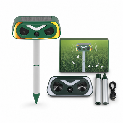 ⏳Limited-time 50% off🐾 Solar Animal Repellent: Dual Deterrent Horns, Smart Motion Sensor, Waterproof, for Garden & Yard