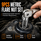 🔧 Flare Nut Socket Set: 9 Sizes 10-22mm, Slip Over Live Wires, Industrial Steel, No Stripping