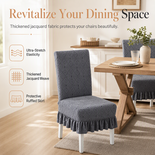 📢📢50% OFF !! ⏰Stretch Jacquard Dining Chair Cover Thickened Full Coverage Straight Back Slipcover Cat Scratch Resistant and Durable