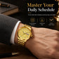 Men's Fashion Watch with Day Date Display Waterproof Luminous Hands and Alloy Steel Band