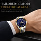Men's Fashion Watch with Day Date Display Waterproof Luminous Hands and Alloy Steel Band