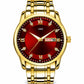 Men's Fashion Watch with Day Date Display Waterproof Luminous Hands and Alloy Steel Band