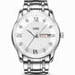 Men's Fashion Watch with Day Date Display Waterproof Luminous Hands and Alloy Steel Band