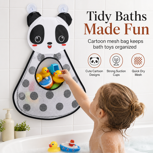 ⏳Time-Limited Special⏰Cartoon Animal Bath Toy Organizer Mesh Storage Bag with Suction Cups for Kids Bathroom