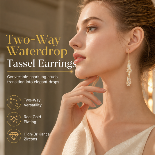 ⏳Limited-time 50% off💥Women's Dual Wear Zircon Tassel Earrings – Shiny, Elegant, Convertible 💫