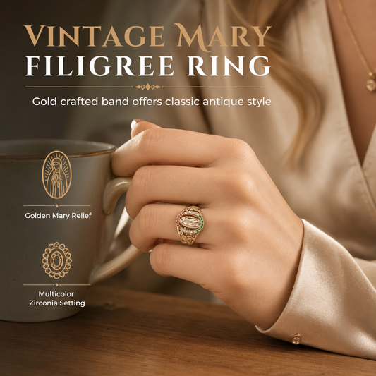 ⏳Limited-time 50% off💥Gold Tone Metal Goddess Portrait and Flower Ring for Women with Oval Colorful Cubic Zirconia Old Money Style