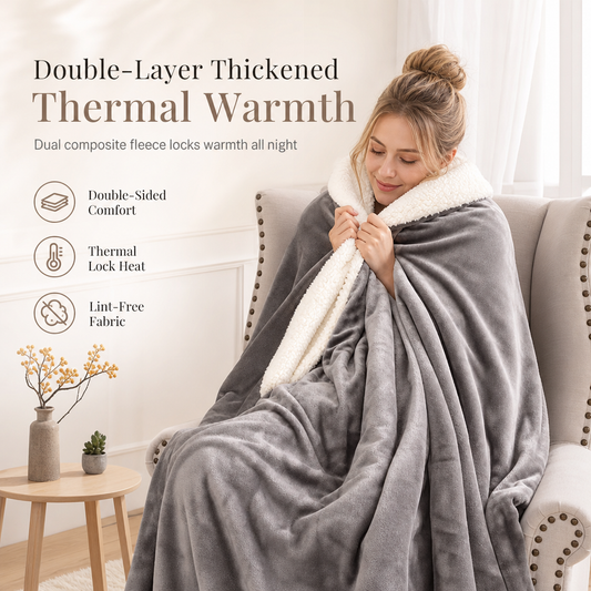 ⏳Limited-time 50% off💥Double Layer Thickened Flannel and Sherpa Fleece Throw Blanket Warm Air Conditioning Blanket