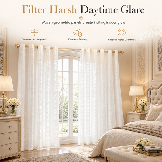 ⏳Limited-time 50% off💥Geometric Jacquard Sheer Curtain Panel for Living Room