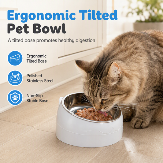 ⏳Limited-time 50% off💥Cartoon Cat Shaped Stainless Steel Pet Bowl Dual Use Food and Water Feeder for Cats and Small Dogs