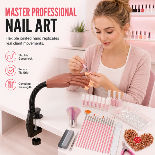 ⏳Limited-time 50% off💥Professional 15 Piece Nail Art Practice Hand and Tool Kit for Training and Salon