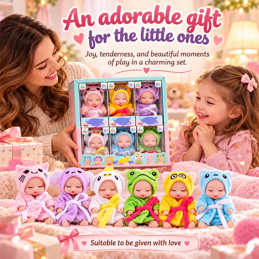 👶 50% OFF! 🧸 Mini Lifelike Sleeping Baby Doll Set – Animal costumes & realistic ✨