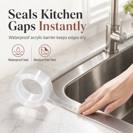 ⏳Limited-time 50% off💥Transparent Waterproof and Moldproof Kitchen Caulk Tape Residue Free Single Sided Adhesive Sealing Strip for Wall Corners