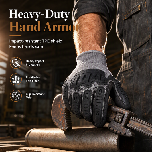 ⏳Limited-time 50% off💥Thickened Impact Resistant Work Gloves | Heavy Duty Safety Gloves, Shock & Wear Protection for Mechanics & Construction