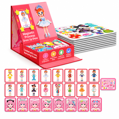 ⏳Limited-time 50% off💥29-Piece Magnetic Princess Dress-Up Set for Girls Ages 3–6 – 3-in-1 3D Outfit & Scene Matching Toy