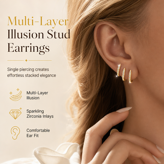 ⏳Limited-time 50% off🌸Minimalist 3-Layer Curved Ear Crawler Earrings with Sparkling Rhinestones