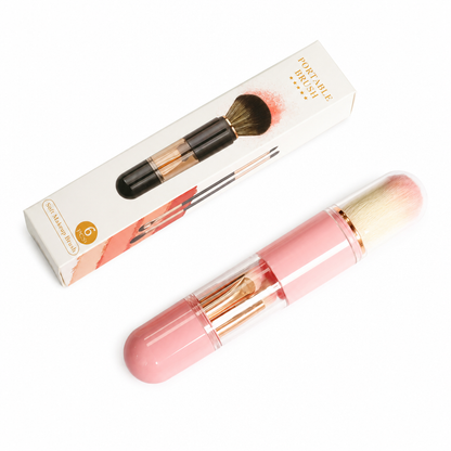 ⏳Limited-time 50% off🖌️Portable Retractable Makeup Brush Set Multifunctional Travel Cosmetic Tool with Powder Blush and Silicone Lip Brush