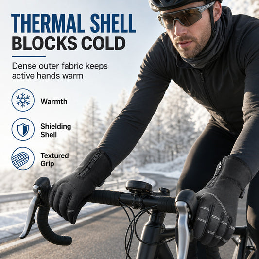 ⏳Limited-time 50% off💥Winter Waterproof Windproof Warm Lined Outdoor Sports Gloves with Zipper for Cycling Hiking and Skiing