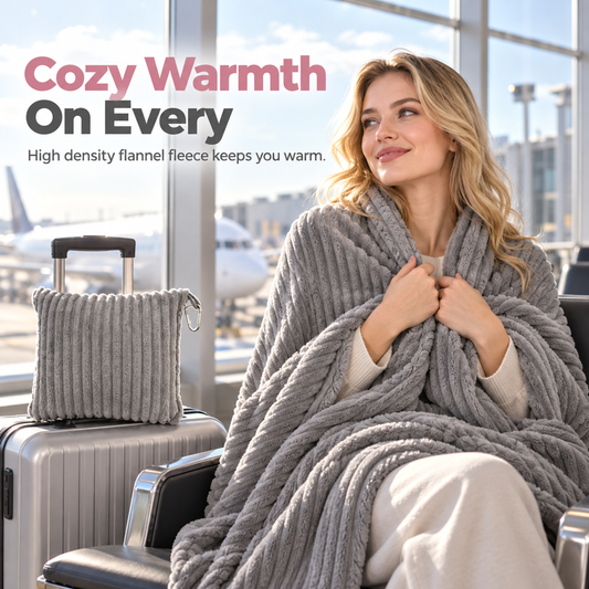 ⏳Limited-time 50% off💥 2-in-1 Travel Pillow & Blanket – Soft Flannel Warmth & Easy Carry for Flights and Road Trips