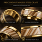 Stainless Steel Striped Enamel Ring for Men and Women Trendy Fashion Couple Band
