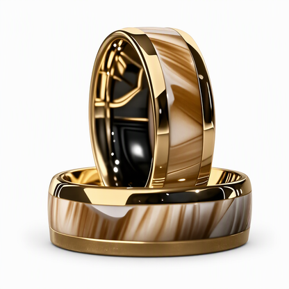 Stainless Steel Striped Enamel Ring for Men and Women Trendy Fashion Couple Band